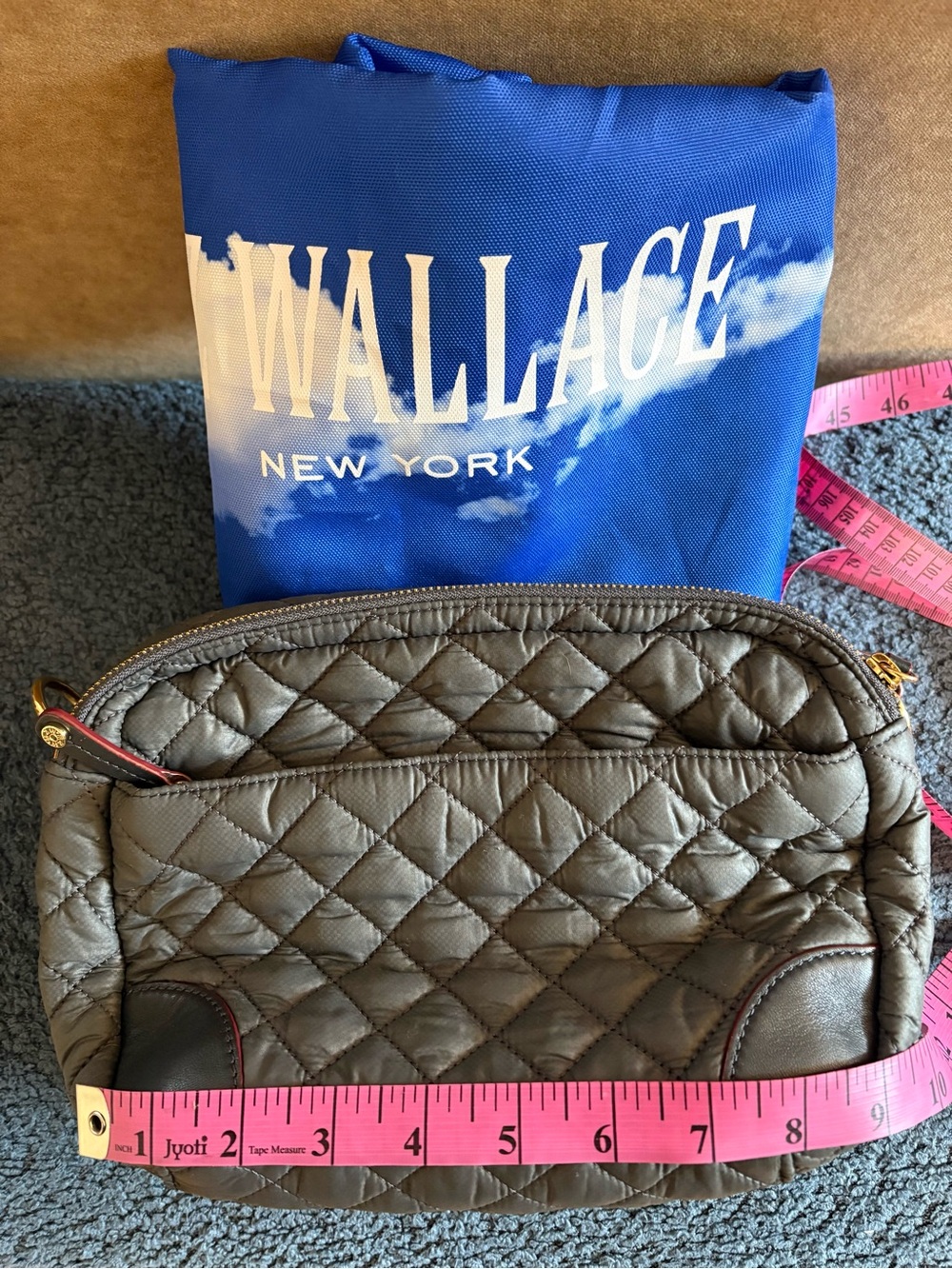 MZ Wallace Quilted Crossbody Bag in Charcoal with Gold Hardware - Picture 10 of 11